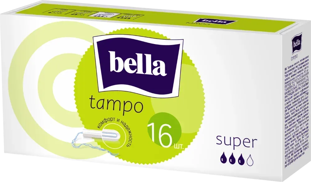 Тампоны женск.гигиен.комфорт и надёжность "bella tampo" Super 16шт.1*20 (ВЕ-032-SU16-Е02)